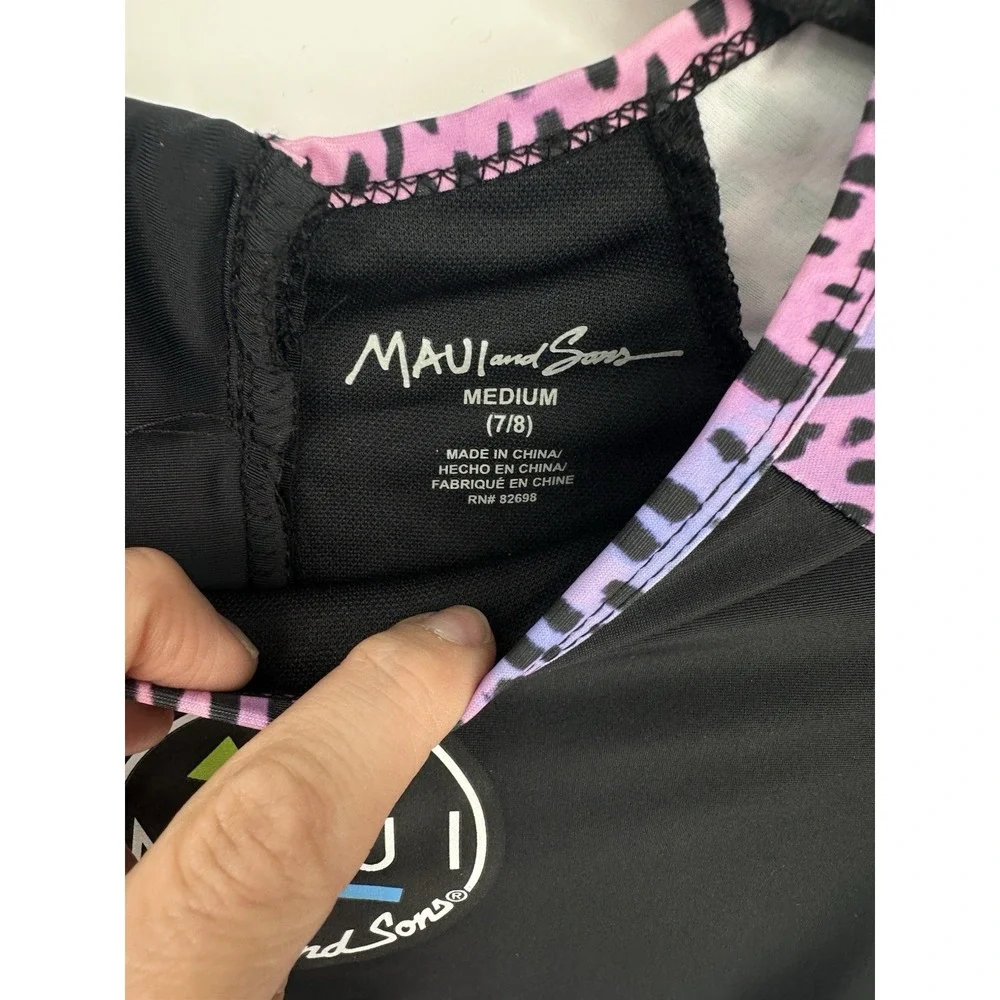 Maui and Sons Girls Swimsuit Size 7/8 M Long Sleeve One Piece NWT 0292